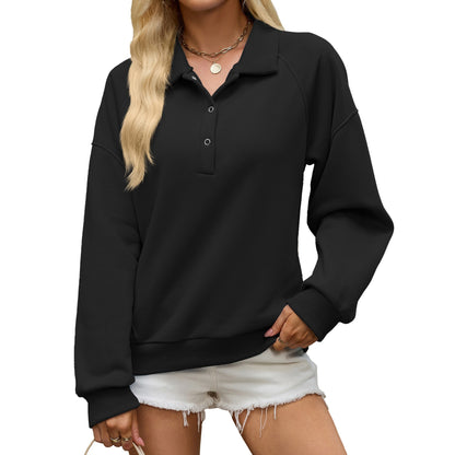 Women's Oversized Collared Fleece Pullover Sweatshirt