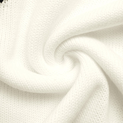 Bow Graphic Knit Sweater Oversized Crewneck Pullover