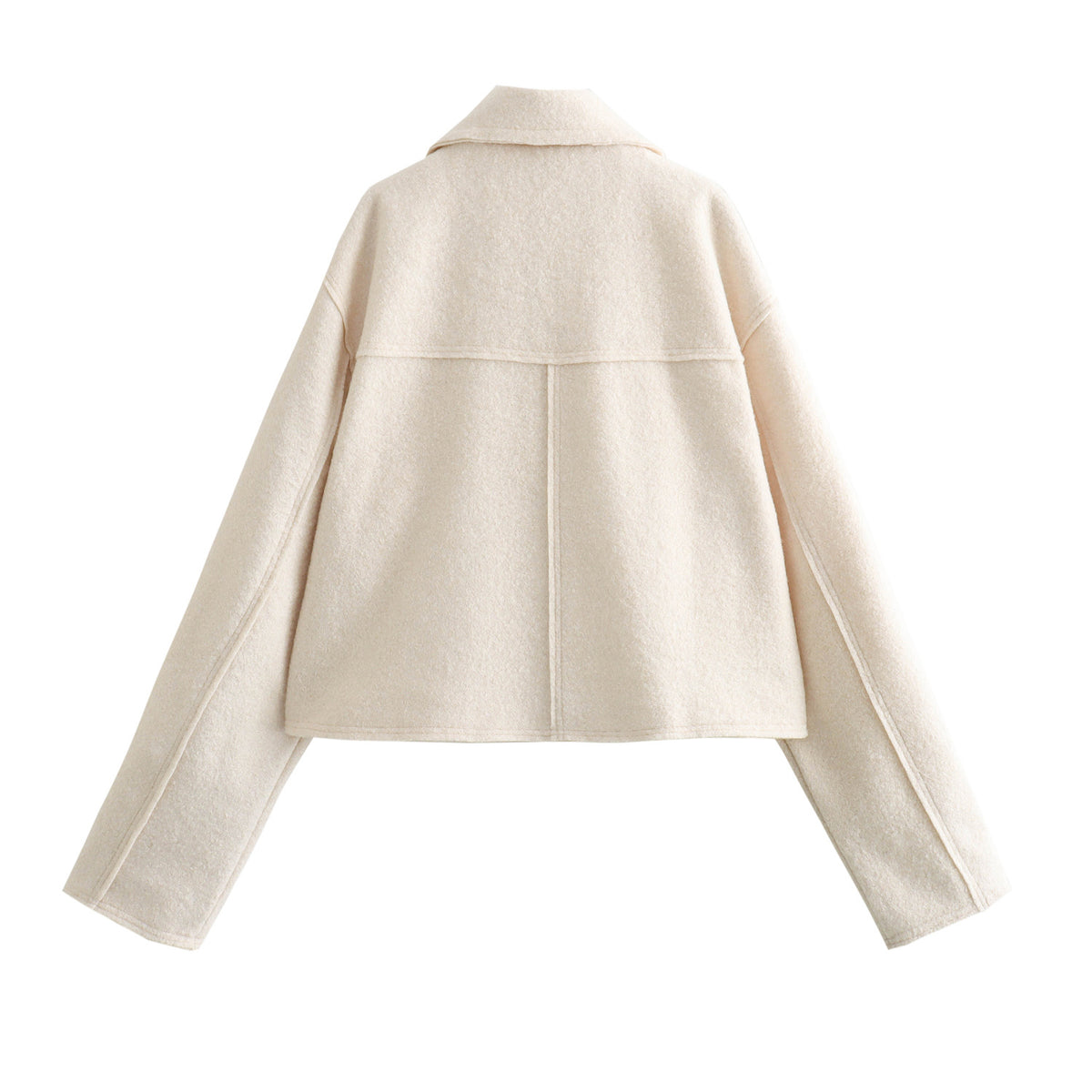 Women's Cropped Boucle Zip Jacket Collar Pocket