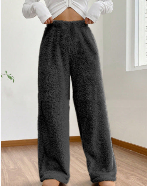 Women's Sherpa Fleece Wide Leg Pants Warm Cozy Casual