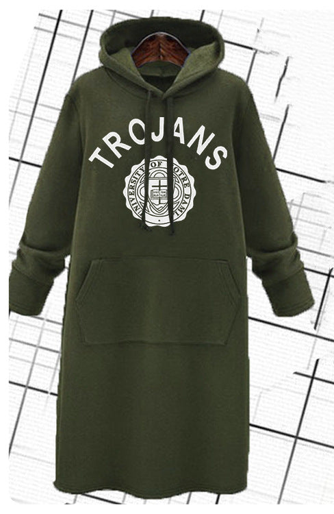 Plus Size Fleece Lined Long Hoodie Women Oversized Graphic