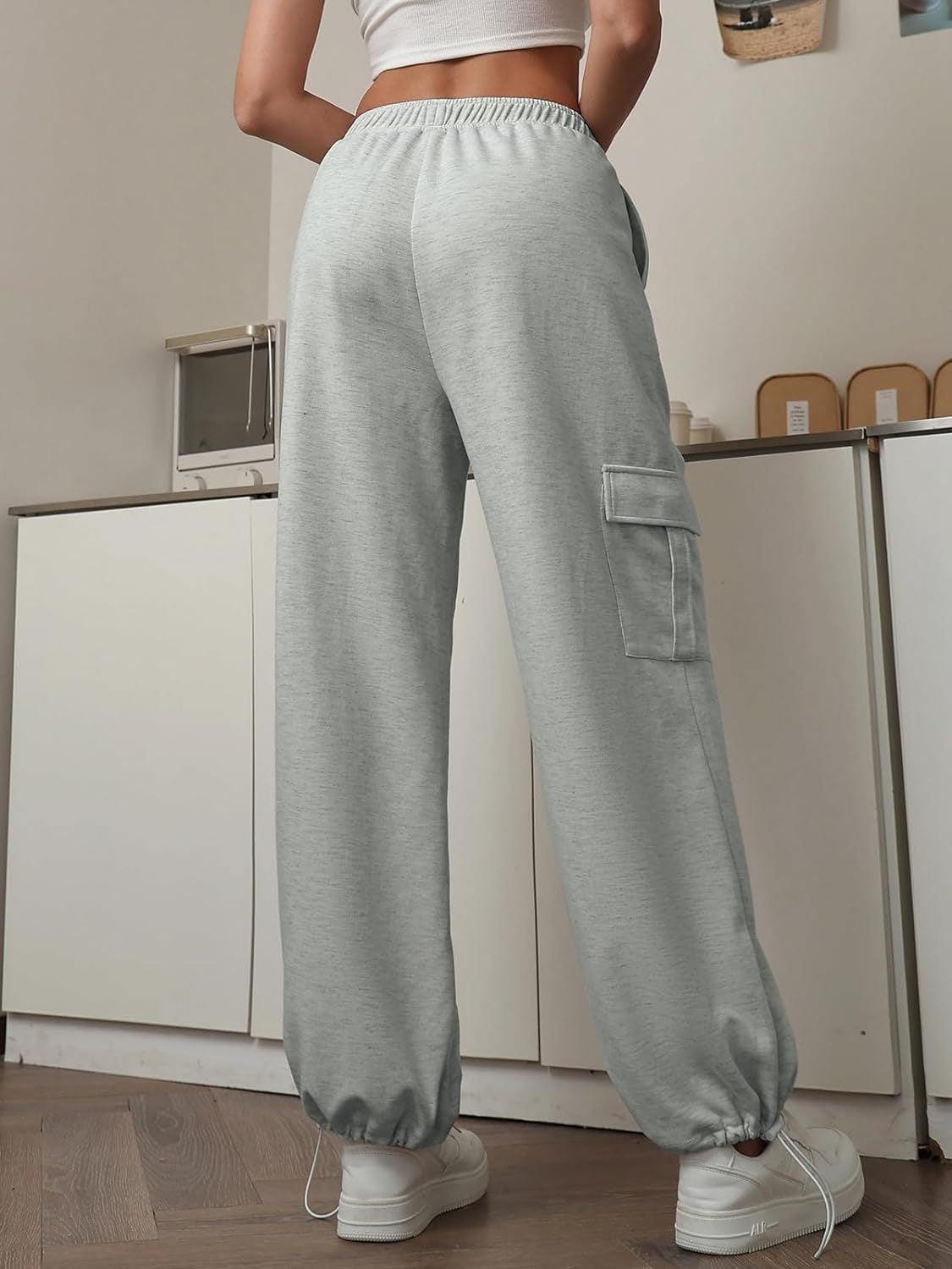 High Waist Drawstring Cargo Jogger Pants