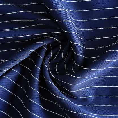 Women's Navy Striped High Waist Wide Leg Trousers