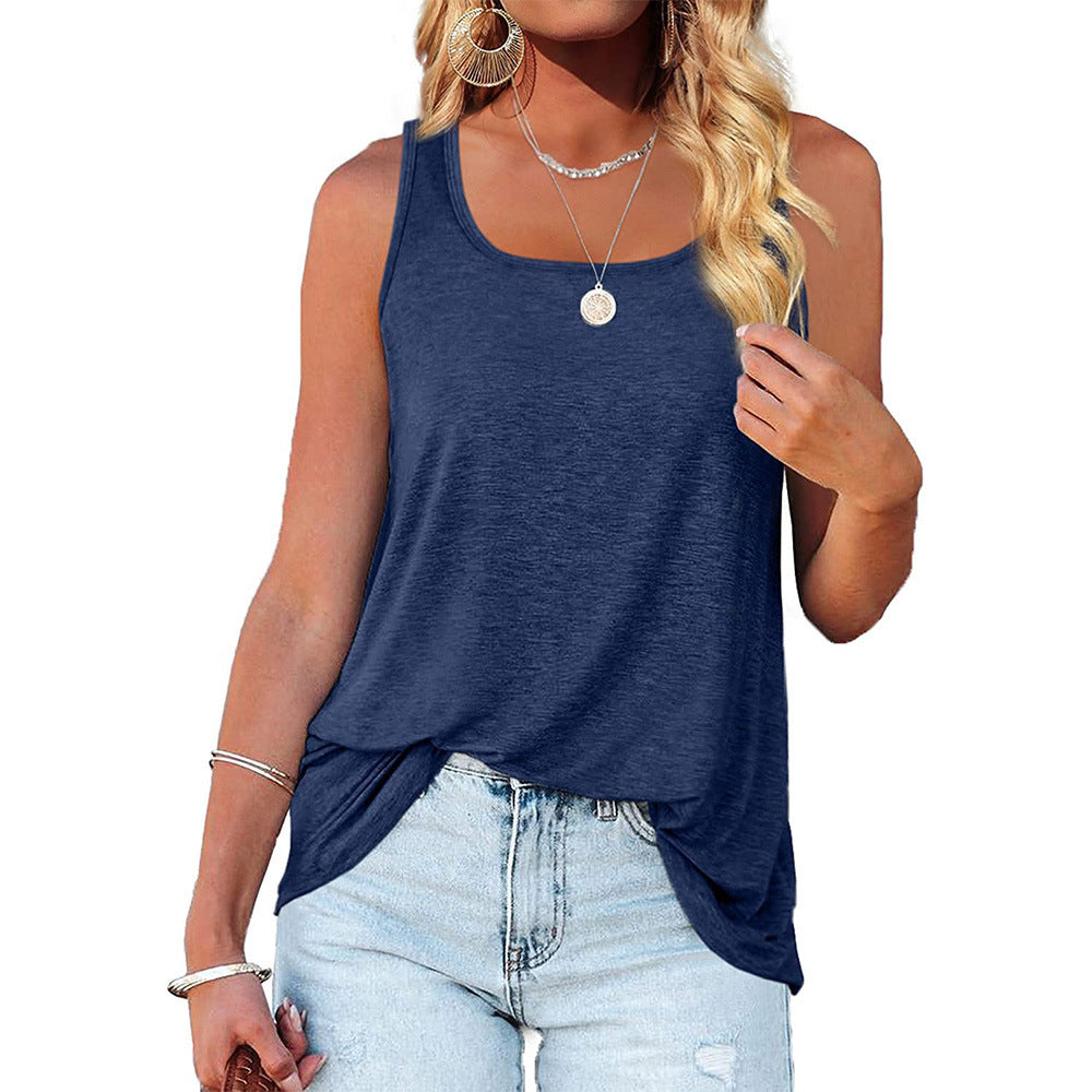 Basic Sleeveless Tank Top Casual Loose Fit Summer Tee