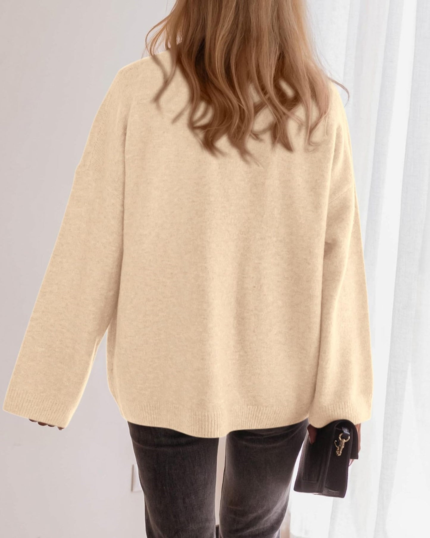 Women’s V Neck Button Knit Cardigan Oversized Sweater