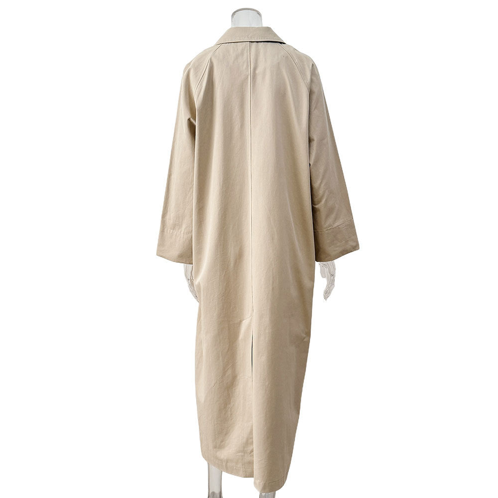 Women's Oversized Long Khaki Trench Coat