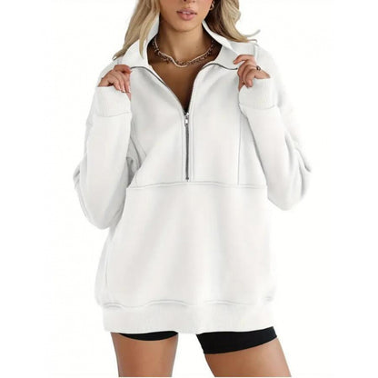 Women's Oversized Half Zip Fleece Pullover Sweatshirt