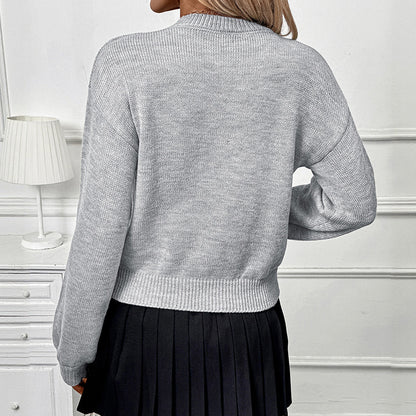 3D Floral Crew Neck Knit Sweater Pullover