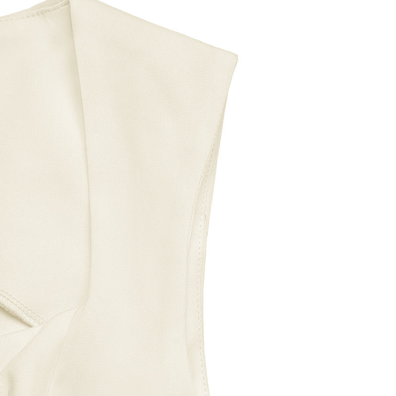 Sleeveless Solid Polyester Dress Set Pleated Summer Outfit