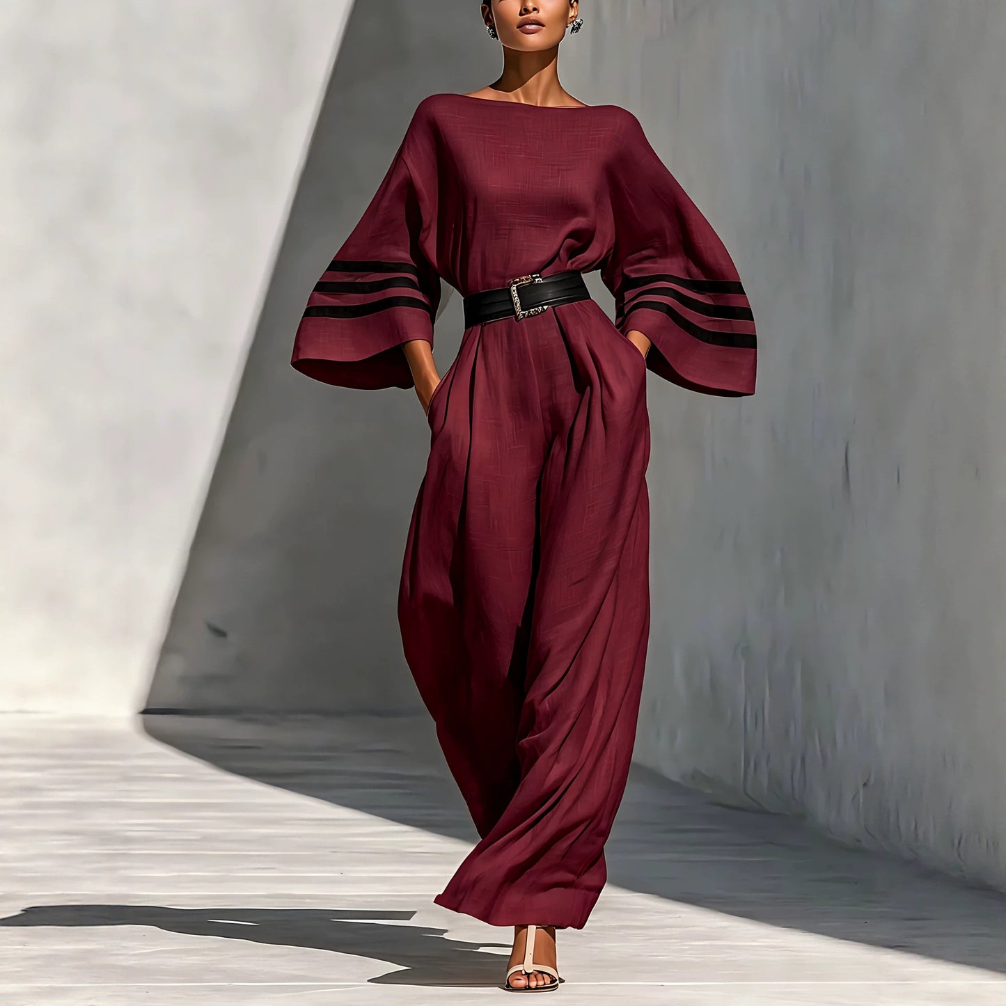Women's Linen Blend Wide Leg Jumpsuit Summer Vacation