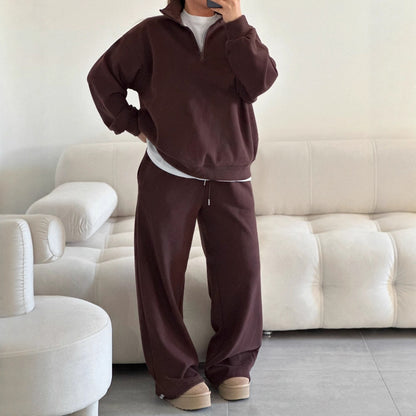 Women's Oversized Half Zip Sweatshirt Sweatpants Lounge Set