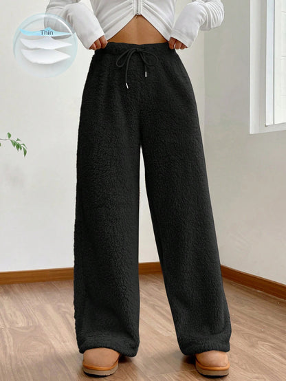 Women's Sherpa Fleece Wide Leg Cozy Winter Lounge Pants