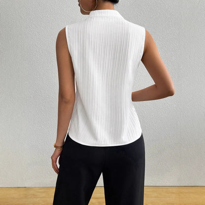 Textured Sleeveless V Neck Slim Fit Summer Top