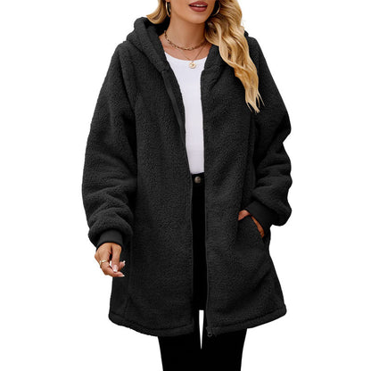 Women's Oversized Sherpa Zip Up Hooded Jacket