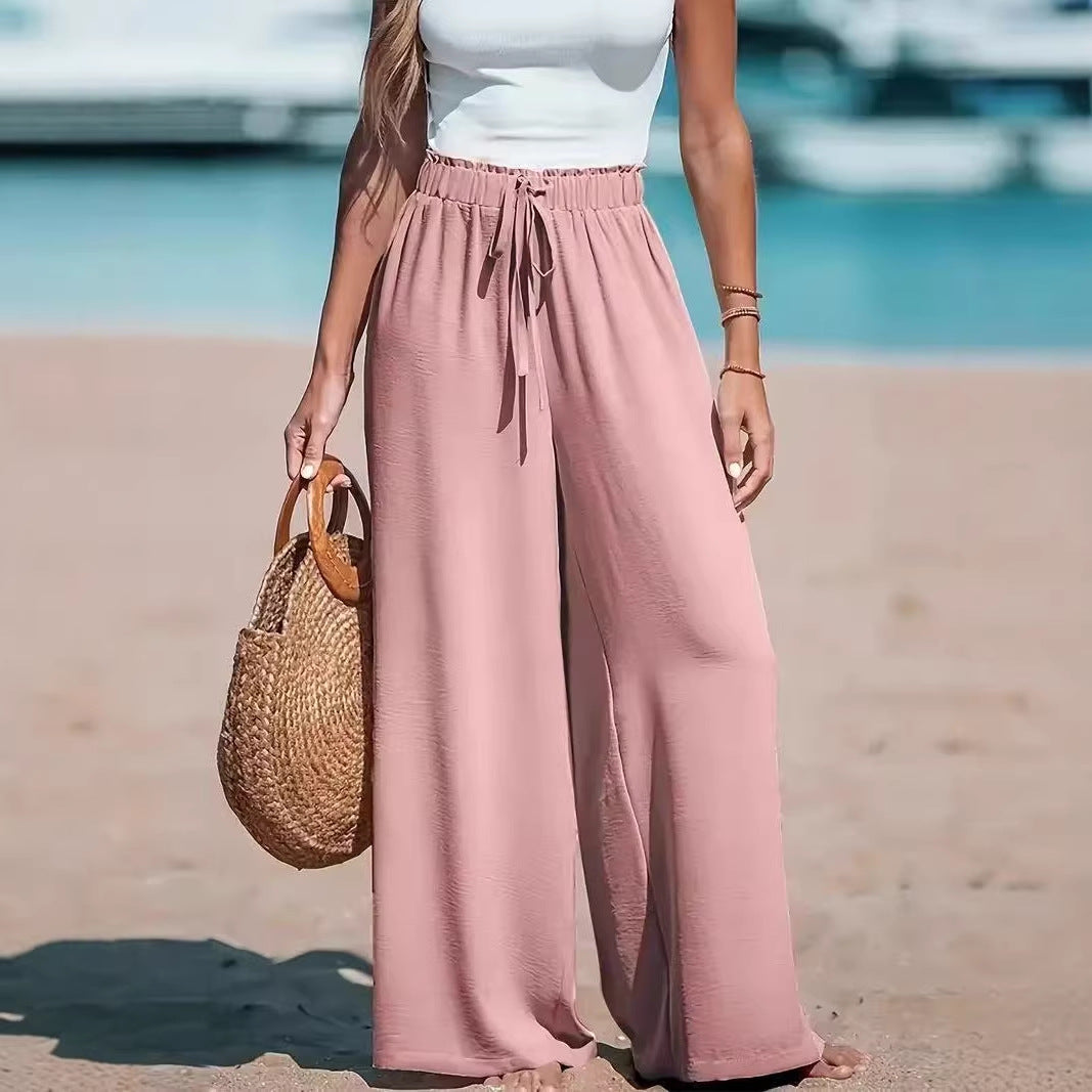 Women's Wide Leg Palazzo Pants Drawstring Flowy Casual