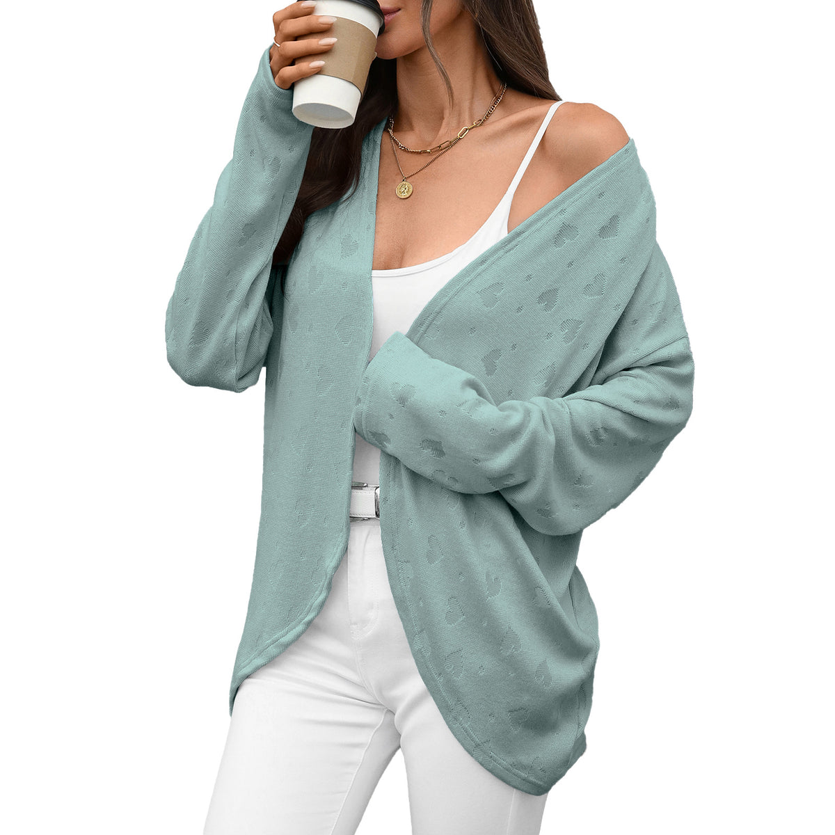 Women's Oversized Open Front Long Sleeve Knit Cardigan
