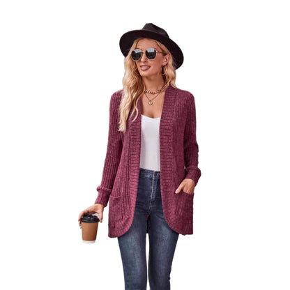 Women's Open Front Knit Cardigan Oversized Long Sleeve