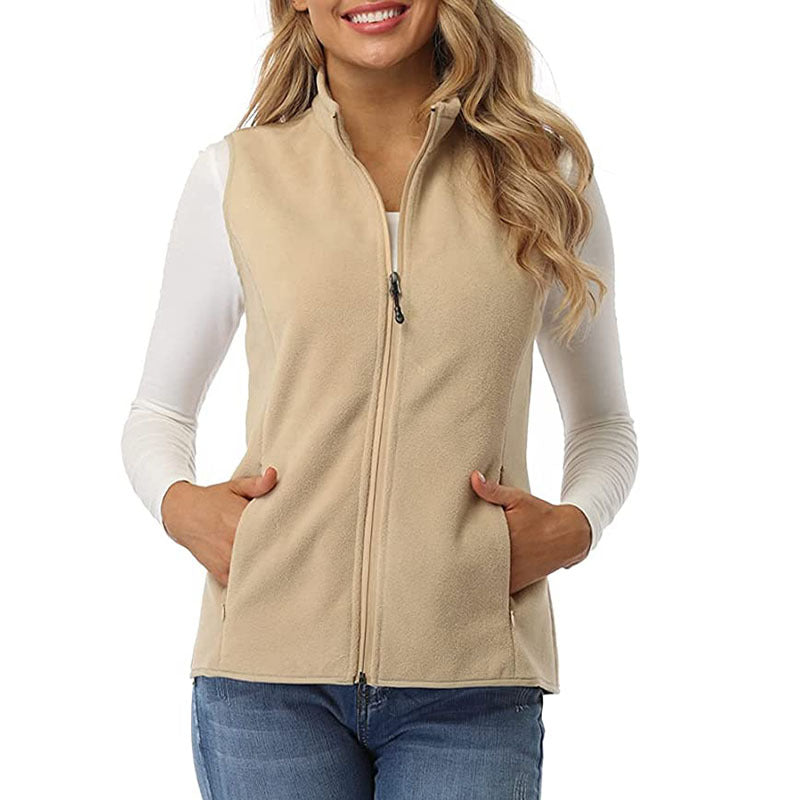Women's Fleece Vest Zip Up Lightweight with Pockets