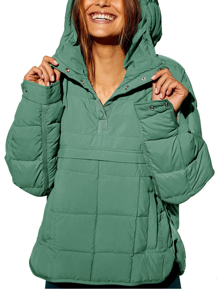 Women Oversized Hooded Quilted Pullover Puffer Jacket