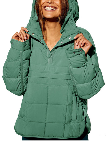 Women Oversized Hooded Quilted Pullover Puffer Jacket