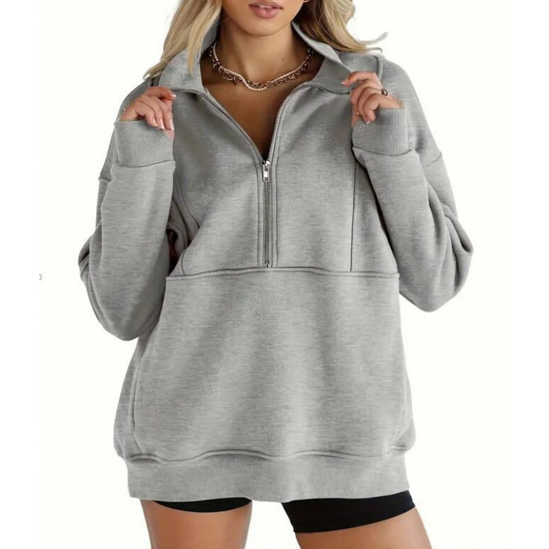 Women's Oversized Half Zip Fleece Pullover Sweatshirt