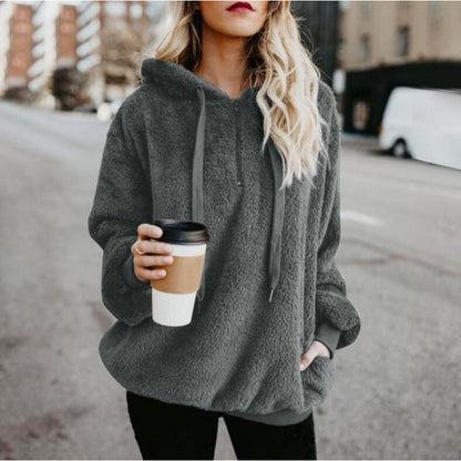 Women's Oversized Sherpa Fleece Hoodie Pullover Cozy