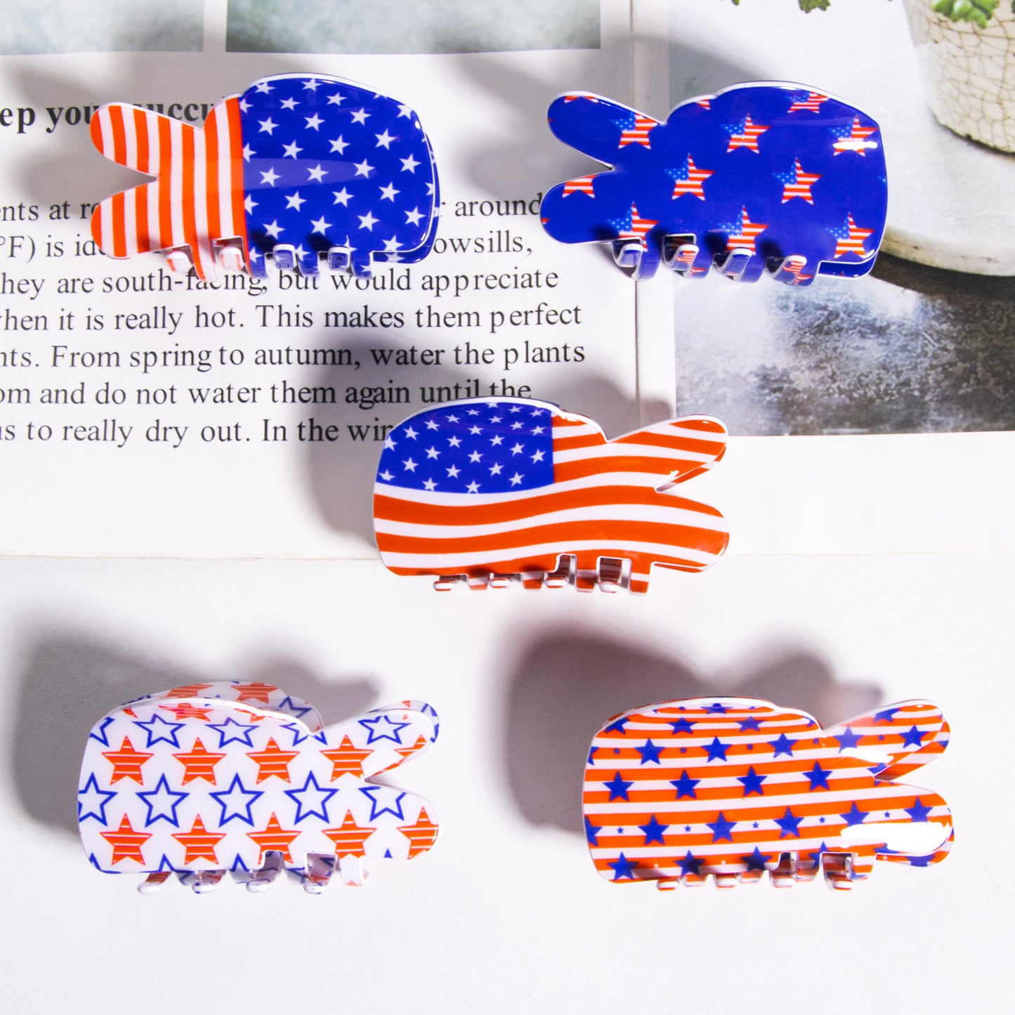 4th of July American Flag Hair Claw Clip USA