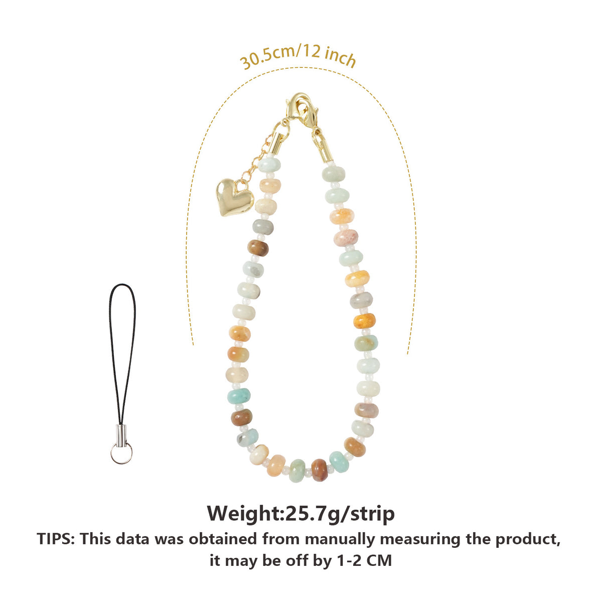 Handmade Natural Stone Beaded Phone Chain Strap