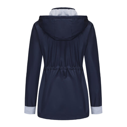 Women's Removable Hood Rain Jacket Lightweight Windbreaker