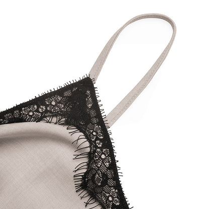 Elegant Color-block Lace Twist Slim V-neck Strap Tank Top