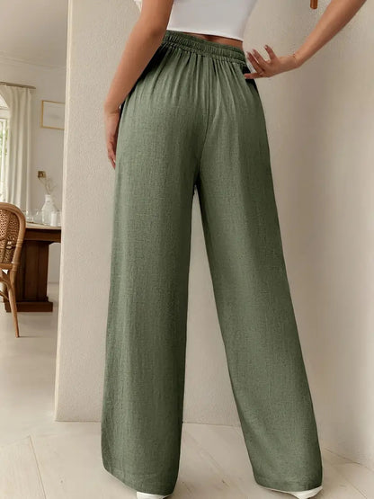 Women's Flowy High Waisted Wide Leg Casual Summer Pants