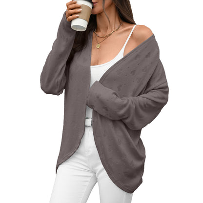 Women's Oversized Open Front Long Sleeve Knit Cardigan