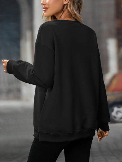 Trendy Y2K Fleece Pullover Sweatshirt – Fall/Winter Casual Top