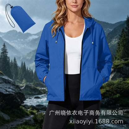 Women's Packable Hooded Waterproof Rain Jacket