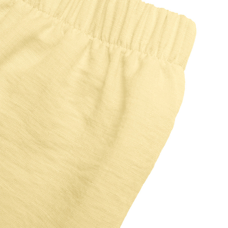 Faux Linen Peplum Vest Wide Leg Pants Matching Set