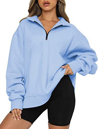 Plus Size Women's Half Zip Sweatshirt Fleece Stand-Up Collar Long Sleeve Oversized Stand-Up Collar Autumn and Winter Warm Sweatshirts Tops