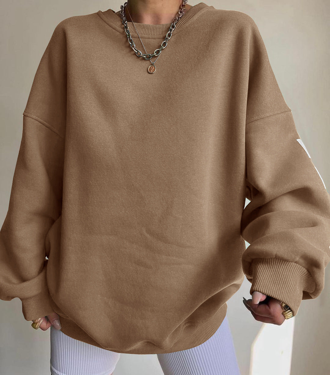 Women's Oversized Graphic Fleece Crewneck Sweatshirt