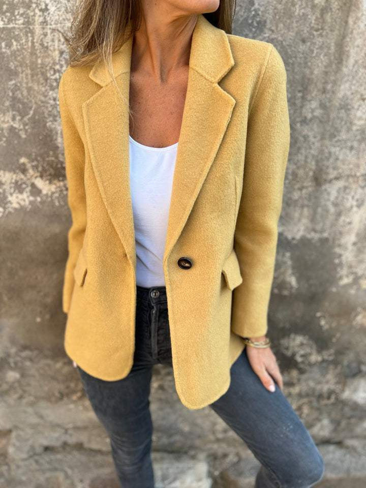 Women's Tweed Blazer Lapel One Button Casual Jacket