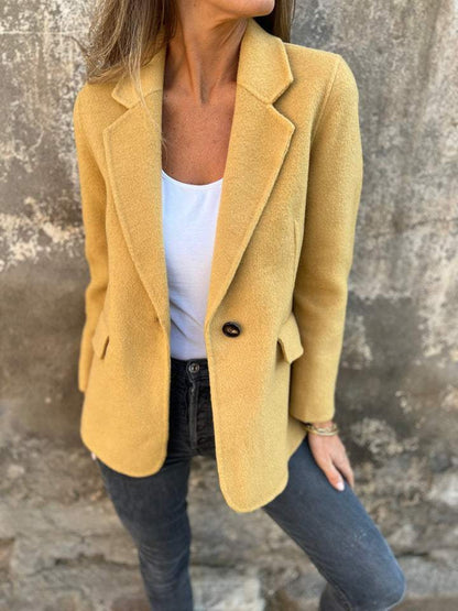 Women's Tweed Blazer Lapel One Button Casual Jacket