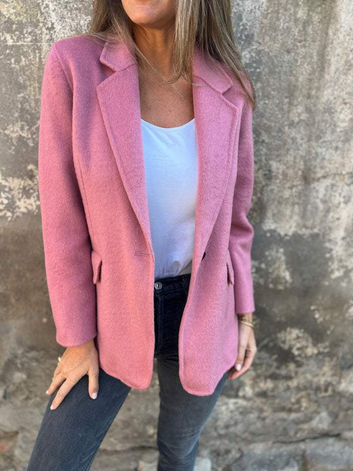Women's Tweed Blazer Lapel One Button Casual Jacket