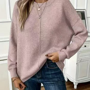 Women's Crewneck Knit Pullover Sweater Long Sleeve Casual