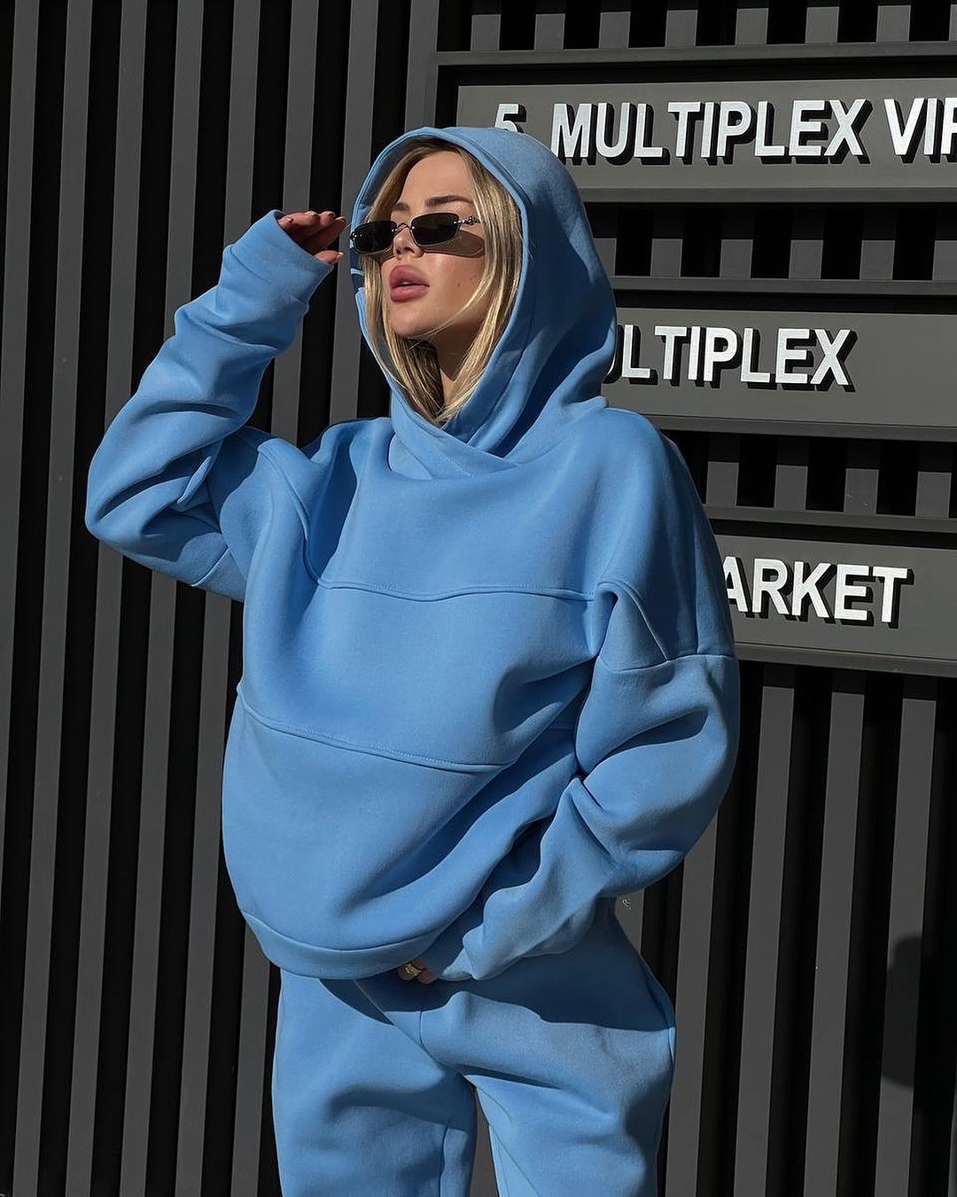 Women's Oversized Patchwork Hoodie & Pants Lounge Set
