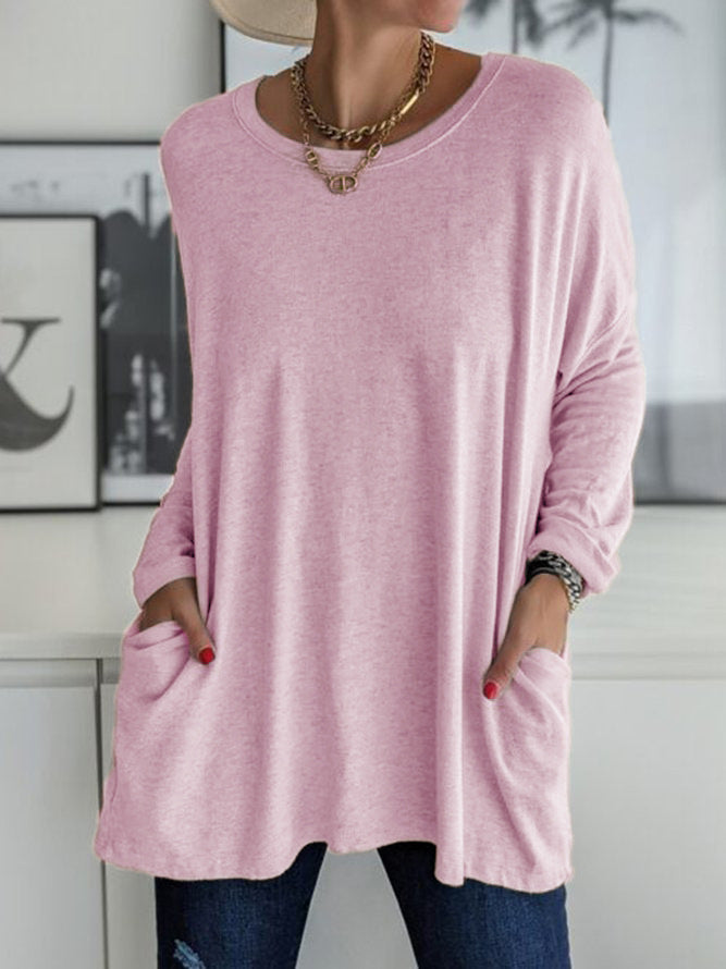 Women's Oversized Long Sleeve Pocket Tunic Top