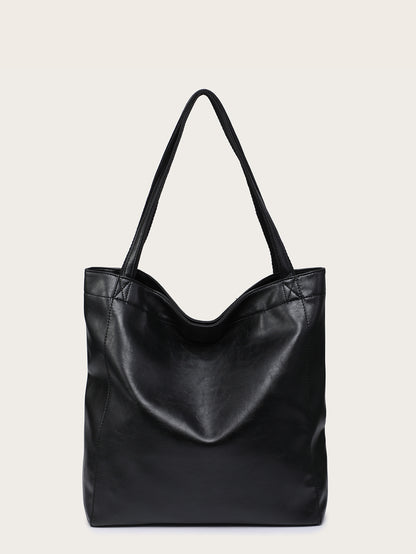 Vintage Soft Leather Tote Bag with Pocket Large Capacity