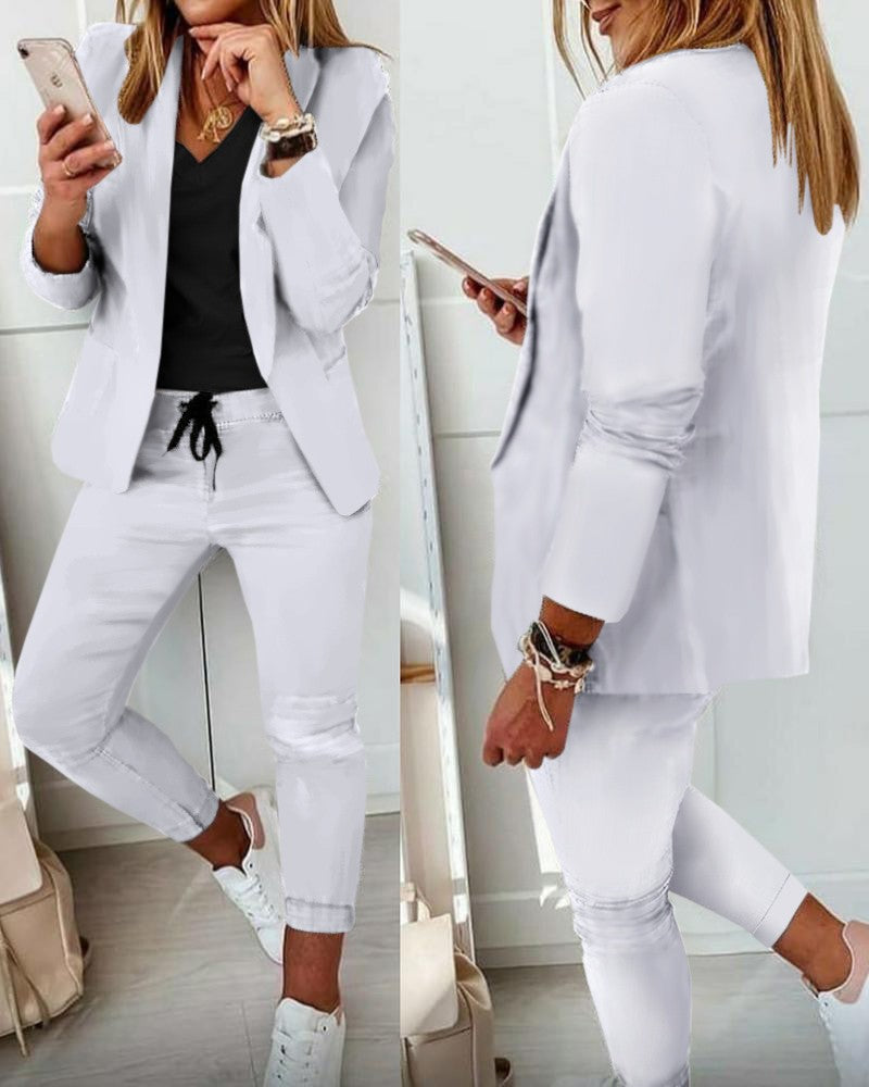 Women's Blazer Pants Set Casual Two Piece Suit Outfit