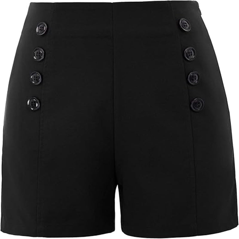 Women's High-Waisted Button Shorts – Elegant Slim Fit Summer Shorts
