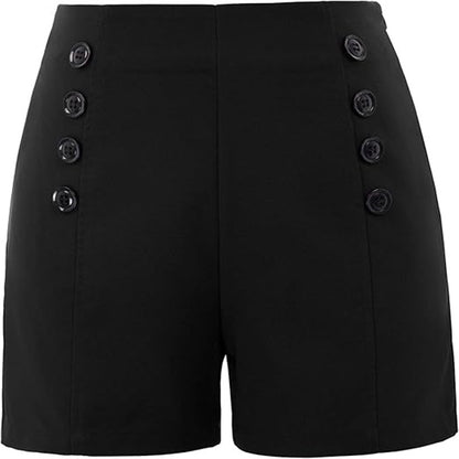 Women's High-Waisted Button Shorts – Elegant Slim Fit Summer Shorts