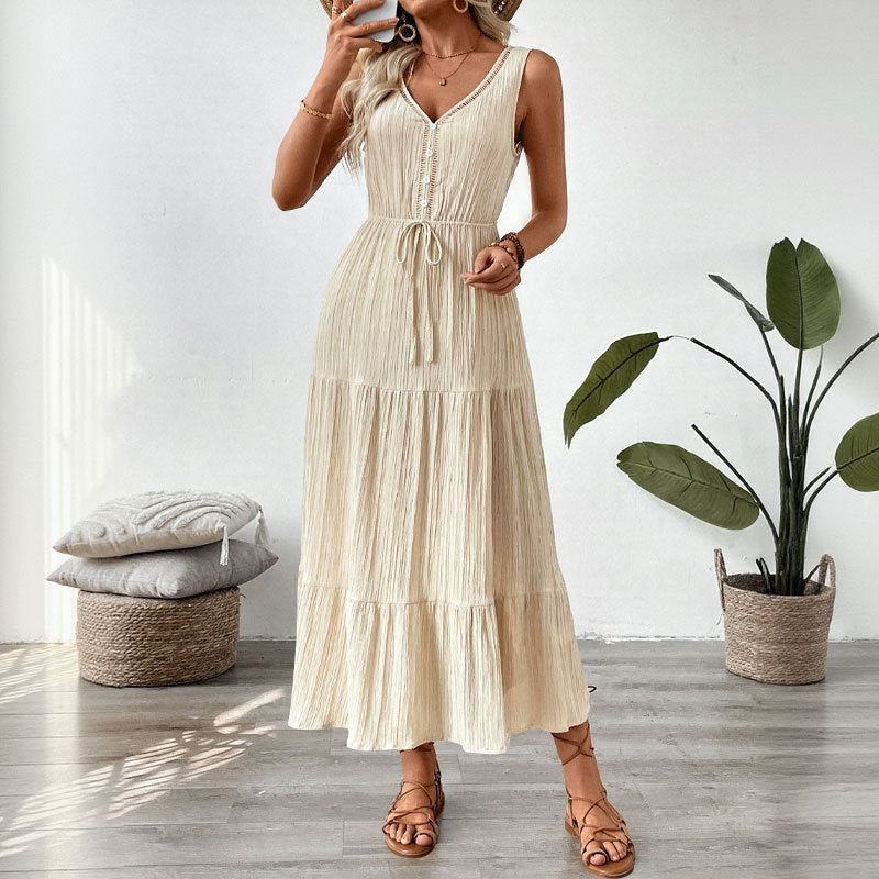 Women’s Sleeveless V-Neck Maxi Dress Summer Vacation