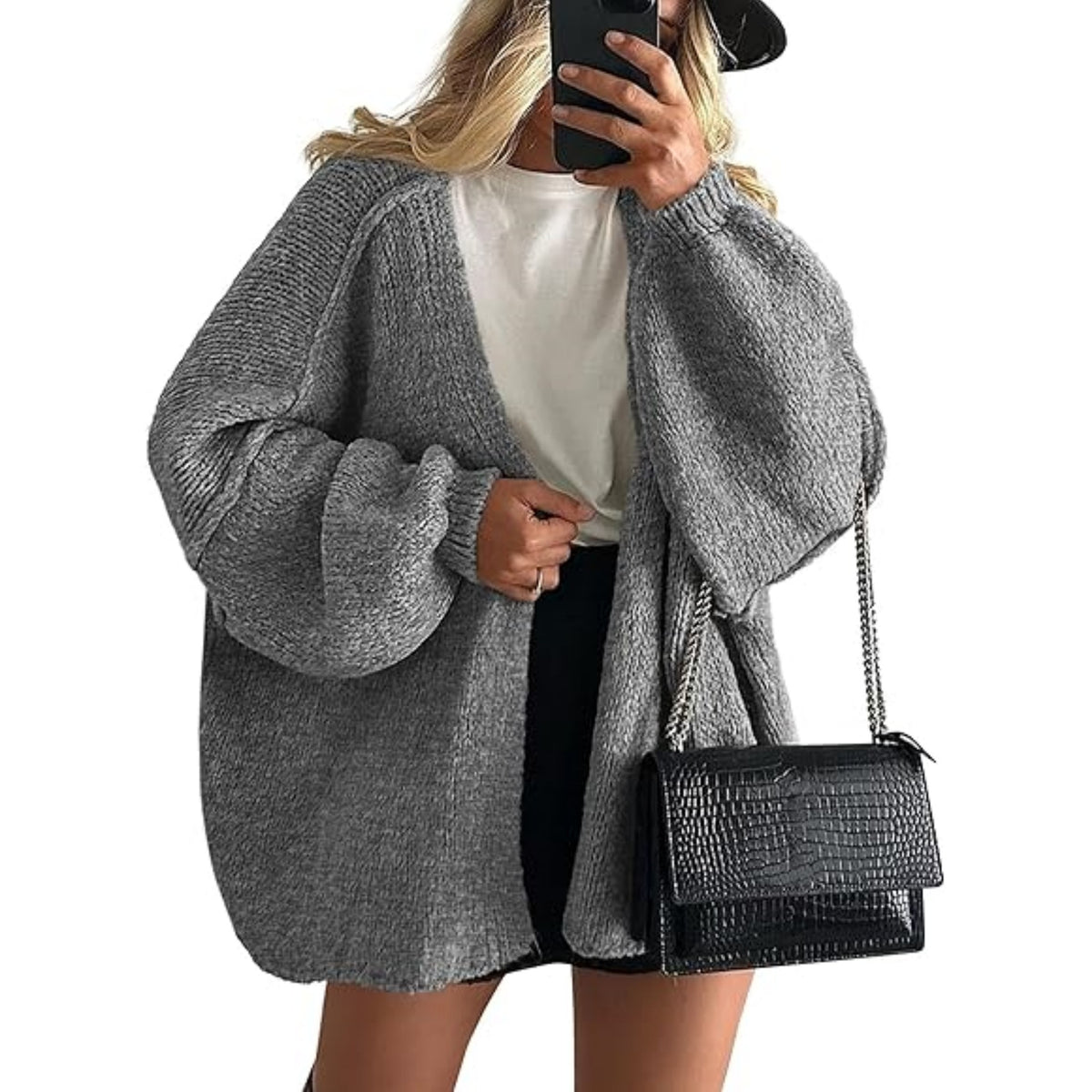 Women's Oversized Chunky Knit Open Front Cardigan Sweater