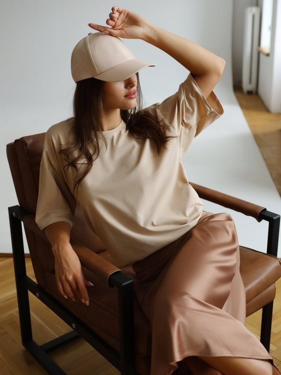 Solid Cotton T Shirt Loose Fit Crewneck Casual Top